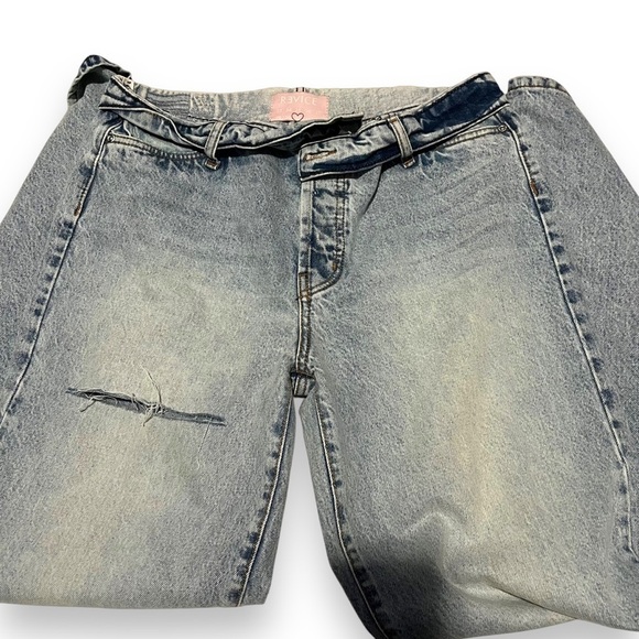 Revice Mixtape 2000s Jeans Womens 30 Blue Distressed Straight Leg Rolled Waist - Picture 5 of 8